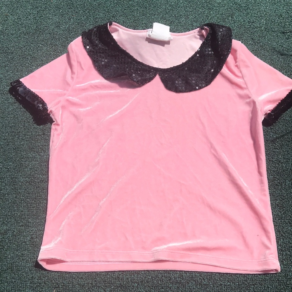 50s hop top pink and black velvet size medium